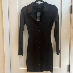 NWT Black Nasty Gal Long Sleeve Mini Sweater Shirt Dress